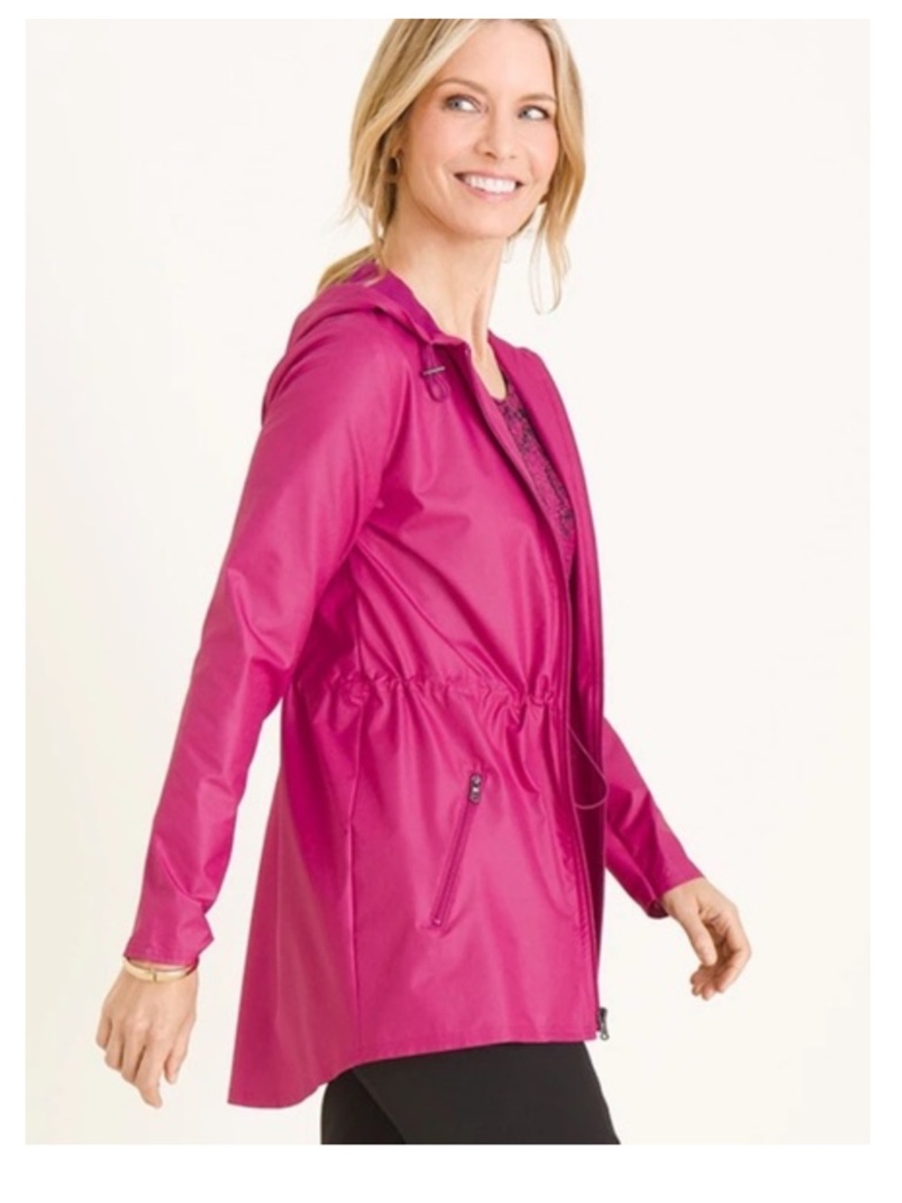 Zenergy by Chico's Hot Pink Hooded Zip Anorak Jacket NWT Small 4/6